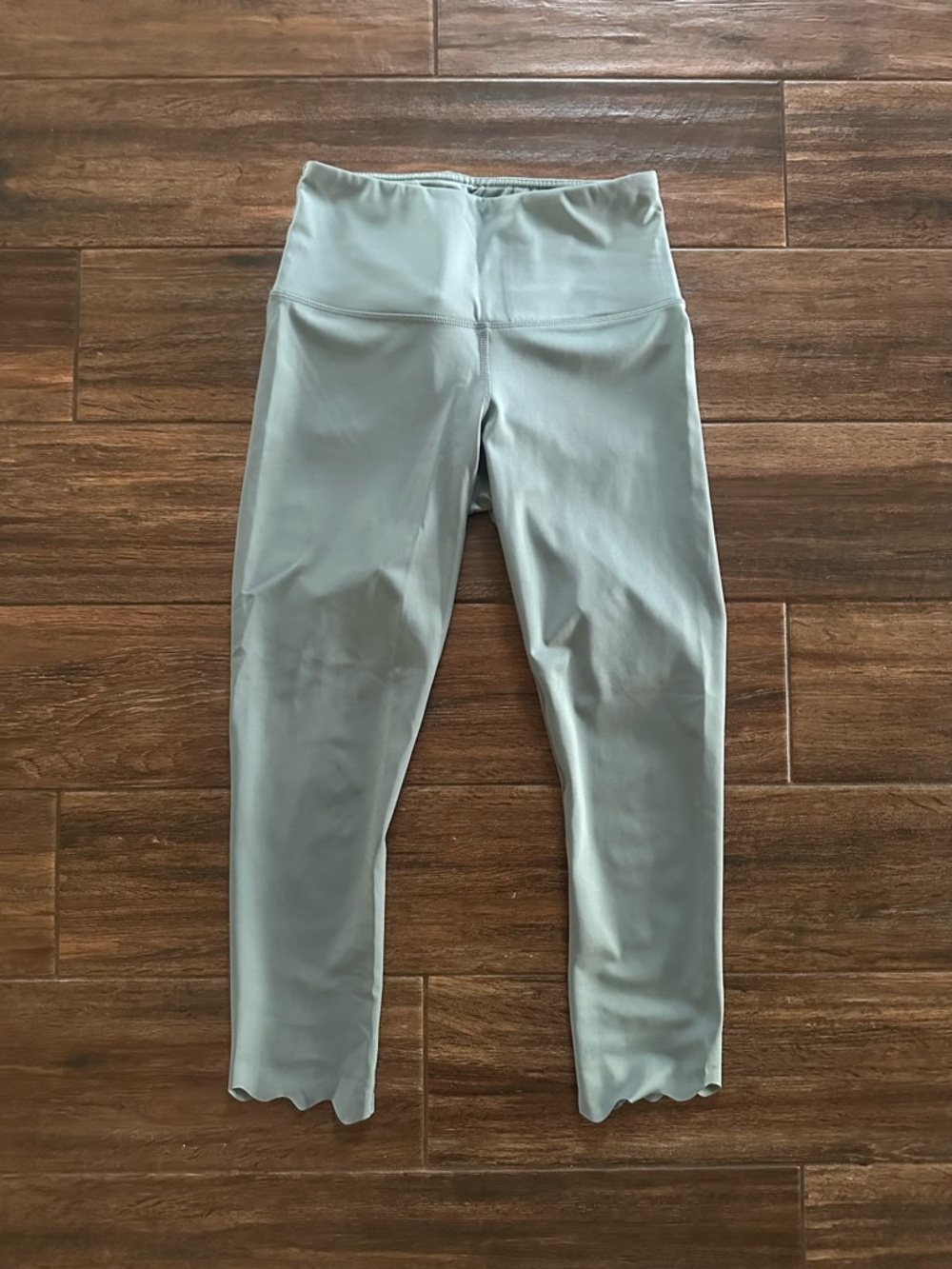 Altar'd State Sage Green 3/4 Leggings with Scalloped Hem